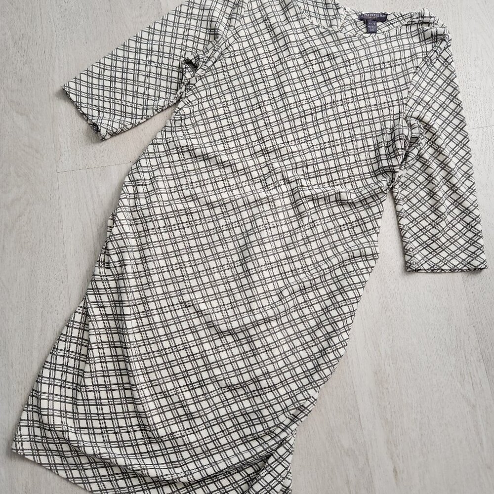 Maternity Dress A Pea in the Pod Plaid Ruched (LARGE)
